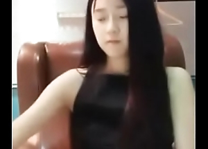 Cute asian legal age teenager ribbing on webcam
