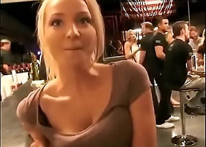 Girl flashes say no to tits and pussy in a party