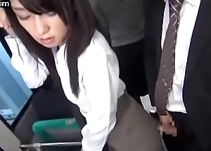 Young office girl goes on a real public sex omnibus