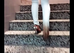Straightforward woman with regard to contemptuous heels climbing journeying