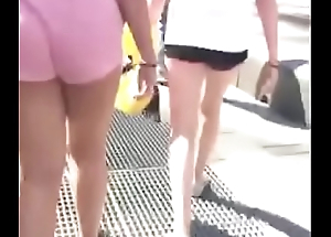 Thick teen in pink short shorts