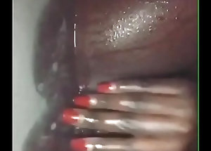 Ebony legal age teenager slut plays with pussy in tub
