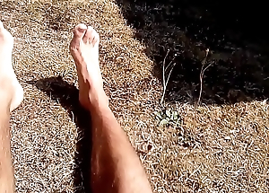Beautiful dirty smelly feet man outdoor